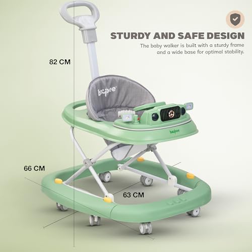 Image of Baybee 2 in 1 Gypsy Baby Walker for Kids with Rocker, Parental Push Handle | Activity Push Walker with Adjustable Height & Musical Toy Bar | Kids Walker for Baby 6-18 Months Boy Girl (Green)