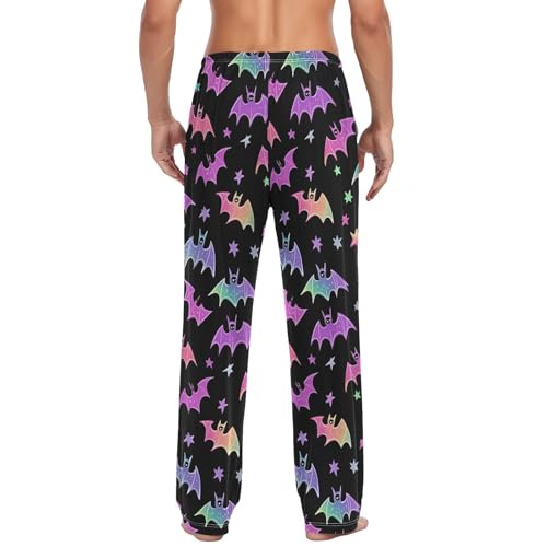 Colorful Bat Men’s Pajama Bottoms Soft Lightweight Lounge Pants with Elastic Drawstring Waist2