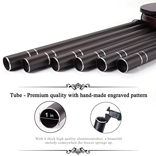 Large Sympathy Wind Chimes Outdoor 42" Memorial, Deep Tone, Brown, Rustic, Funeral, 6 Aluminium Tubes, Powder Coated, Garden, Durable