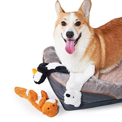 JOYELF Plüsch Quietschendes Hundespielzeug, Interaktives Hundespielzeug ohne Füllung für mittlere und große Hunde mit Quietsch- und Knitterpapier 3er Pack Meerestiere - Pinguin, Eisbär und Otter