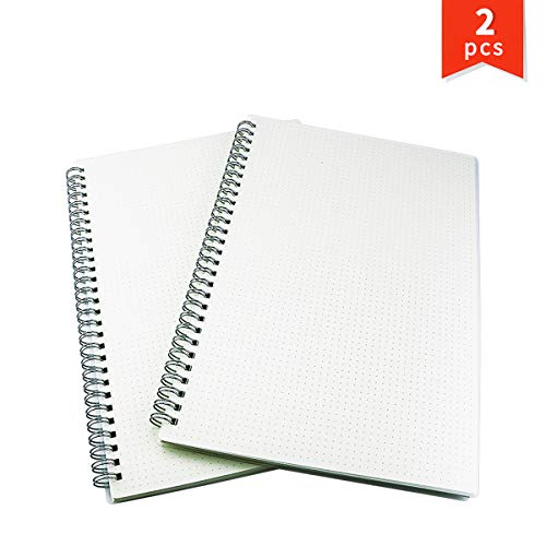 Twdrer 2 Pack B5 Size Dotted Bullet Grid Spiral Journal with Transparent Hardcover,80