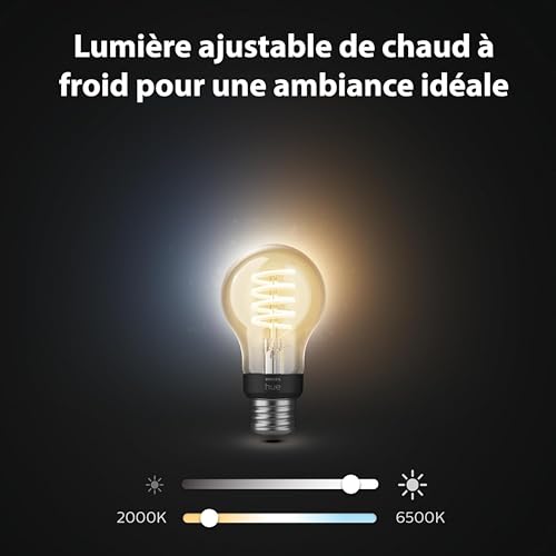 Ampoule LED connectée filament E27 Philips Hue compatible Apple Homekit