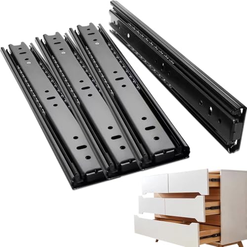 Heavy Duty Drawer Runners, 2 Pair Drawer Runners Cabinet Drawer Slides, Runners Full Extension Ball Bearing Draw Sliders with Ball Bearing Slides 350 mm Side Mount Black