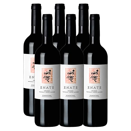 Bodega Enate - Pack de 6 Botellas de 75 cl de Crianza Tempranillo y Cabernet Sauvignon - Vino Tinto con D.O. Somontano - Notas Ahumadas y Especiadas - Fondo a Frutas Rojas Maduras