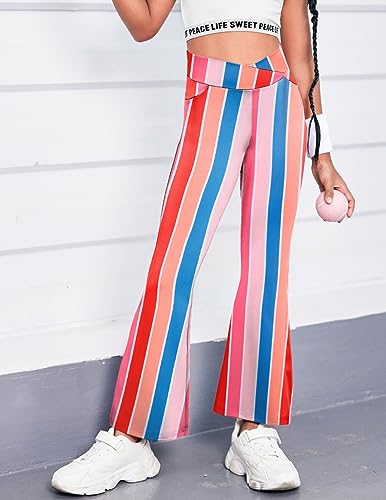 Image of Zaclotre Girls Flare Leggings High Waisted Yoga Pants with Pockets 5-16 Y | Kid Bell Bottoms, Wide Leg Pant, School Uniform, Casual Clothes, V Crossover Waist, Stretchy, Athletic, Dance