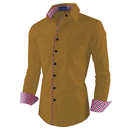 Image of Zombom Combo of Men's Solid Regular Fit Cotton Blend Full Sleeve Casual Shirts (Pack of 2)