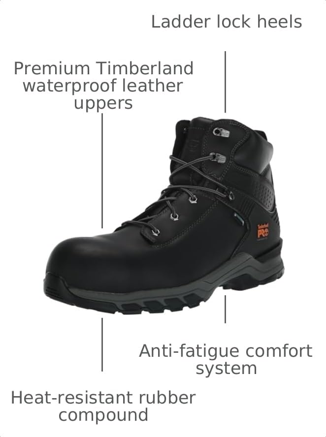 Image of Timberland PRO Men's Hypercharge 6 Inch Composite Safety Toe Waterproof Industrial Work Boot