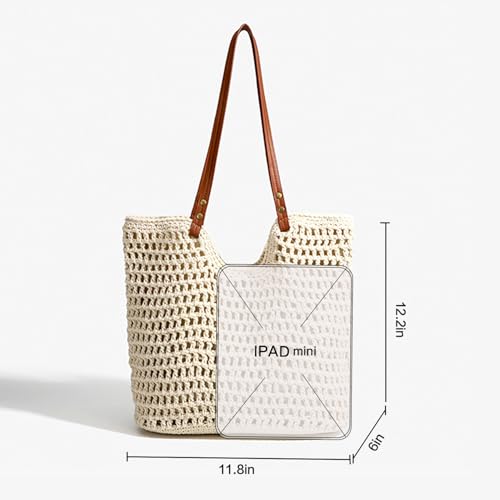Bolso de playa tejido boho con forro impermeable para verano miniatura 4