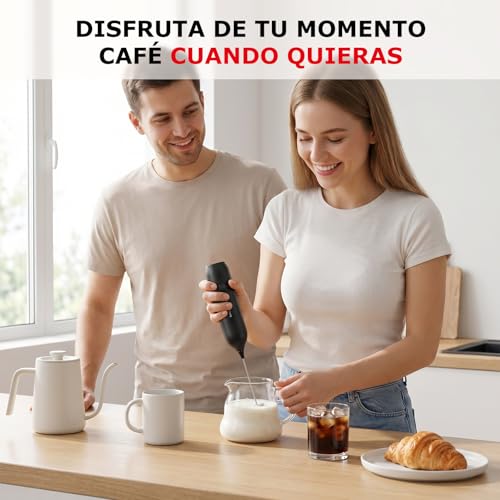 Miniatura 9 de Bonsenkitchen Espumador De Leche Portátil Recargable, Licuadora De Acero Inoxidable Desmontable, Diseño De Bajo Ruido Para Cappuccino, Matcha Y Café, Regalo Ideal Para Amantes Del Café, Negro