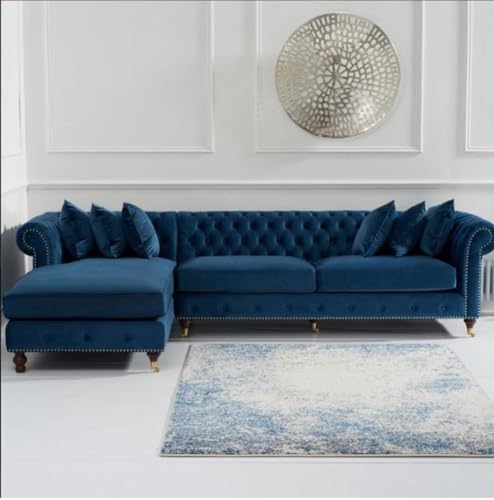 Image of Legit Tufted Quilted Five (3+2) Seater Elegant Wooden Base Sofa in Wide Extravagant Fabric, Gives Luxurious Look for Home /Living Room /Office /Guest Room /Hotels