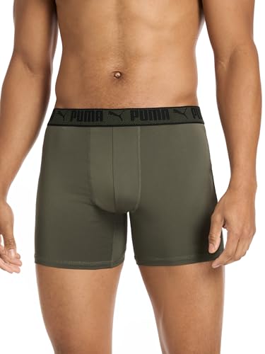 Puma Herren-Boxershorts, 5er-Pack, Trainingspassform, Schwarz/Grün, Größe M – Ansicht 5