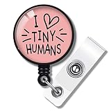 TOUNER I Love Tiny Human Retractable ID Badge Holder Badge Reels with Clip Name Card Holders for Off