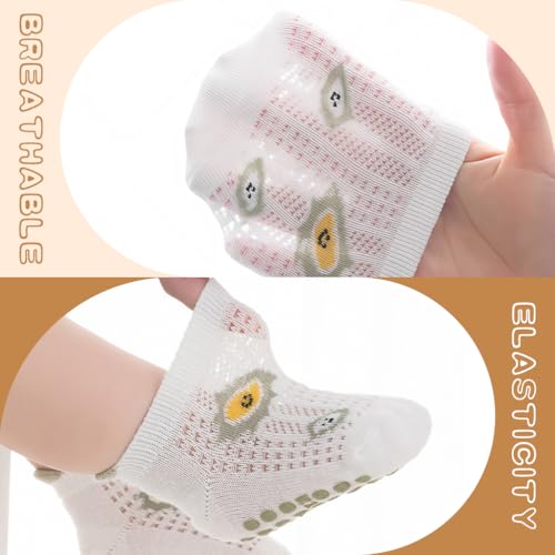 Image of SNOWIE SOFT 5 Pairs Baby Socks Set, Antislip Socks for New Born Baby 0-3 Years, Non Slip Grip Ankle Socks with Non Skid Soles for Infants Baby Shower Gifts