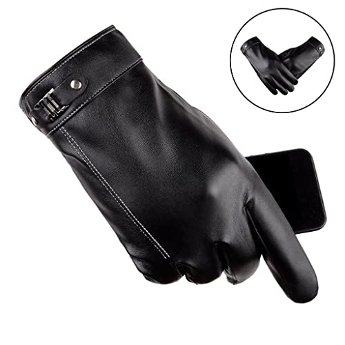 Colcolo Luvas de couro PU Luvas de inverno quente, luvas touchscreen, luvas de condução, luvas de fr