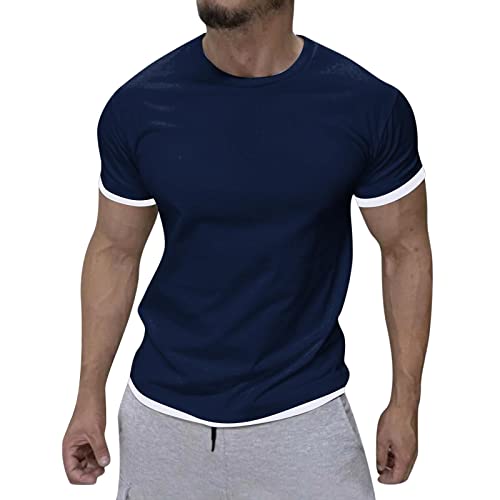 Camiseta de manga corta con ajuste relajado para hombre joven reloj de mano, marine, L Cover