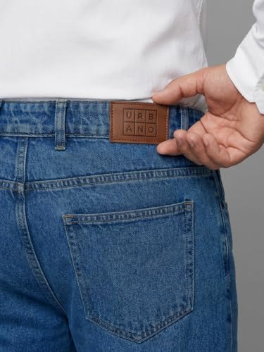 Image of Urbano Plus Men's Relaxed Fit Washed Denim Jeans Non-Stretchable