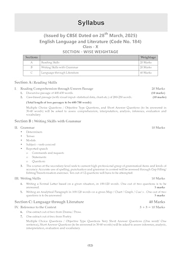 Image of Oswaal CBSE Textbook Plus English Language and Literature For Class 10 | With 50% competency-based Questions aligned with NCF | Includes Previous ... With Mnemonics and Mind Maps (For 2026 Exam)
