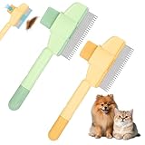 Qixora 2 Stück Katzen Bürste, Katzenbürste, Haustier Kamm für Katzen und Hunde,Katzenkamm, Edelstahlmetallzähnen zum Entfernen von Haaren und Knoten, Ideal für Langhaarkatzen und Kurzhaarkatzen