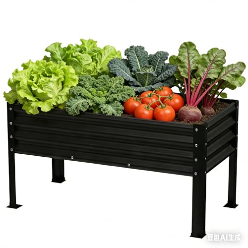 Yardbliss Large Galvanized Raised Garden Bed Outdoor with Legs, Load Capacity 1200LB, 48x26x30in...