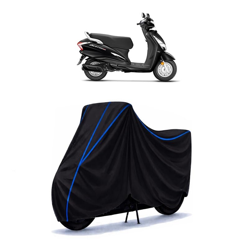 Image of Scooty Cover Water Resistant for Destini 125 Xtec | Universal Scooter & Bike Cover | Heavy Duty UV Dust, Rain & Scratch Protection Weather Indoor Outdoor | Black with Blue Piping