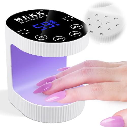 MEKK Cordless Mini UV Light for Gel Nails - 24W Rechargeable Mini UV LED Nail Lamp with Touch Control & Auto Sensor,Small Flash Cure Lamp,4 Timers,Portable Nail Light for Salon & Home(White)