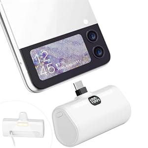 LUCKYDUO Klein Powerbank USB C 5000mAh,Petit Externe Handyakku mit Ständer & LED-Licht,Kompakt USB C Power Bank,Mini Kabellos Tragbares Ladegerät Kompatibel mit iPhone 15/Samsung/Google/Huawei