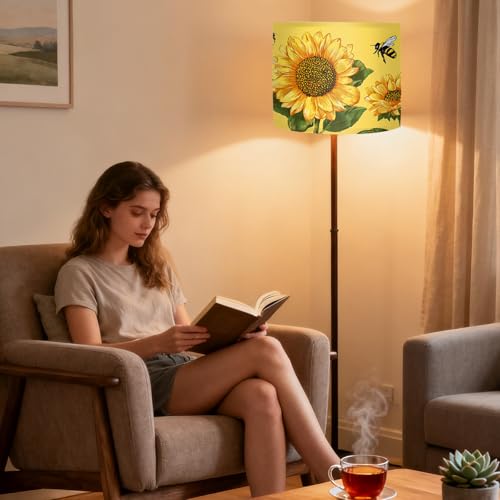 Image of Nuxovilar Lamp Shades Set of 2, 13 inch Top x 13 inch Bottom x 10 inch High (Spider) | Table lamp shades vibrant floral design living room bedroom covers light accessories (Floral)
