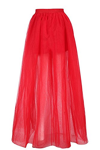 Women's Valentines Hi-Lo Tutu Tulle Skirt For Wedding Dancing Party Red One Size #TOP2