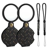 QKDS 2PCS 15X Small Pocket Magnifying Lenses Glass, Mini Pocket Magnifier Folding Magnify Glass with Rotating Protective Holster for Reading Inspection Coin Jewelry or Exploring