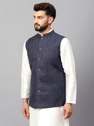 Image of LATEST CHIKAN Men's Traditional Cotton Solid Nehru Jacket /Waistcoat