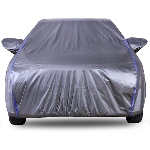 Image of Autofact 210D SuperDuper Waterproof Car Cover for Honda City (2020 to 2025) | Mirror Pockets, UV & Heat Resistant, Windproof with Buckle Belt, Scratchproof & Dustproof, Grey Color