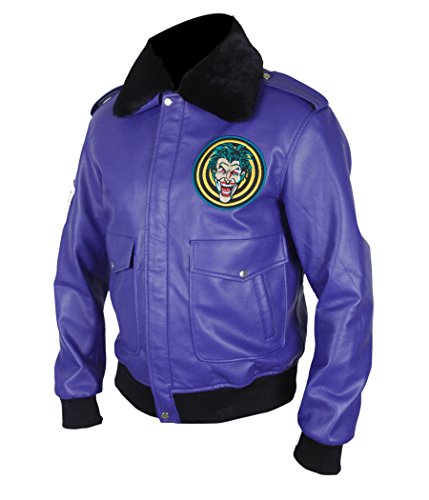 Flesh & Hide F&H Men's Henchman Goon Purple Bomber Faux Fur Collar Jacket3