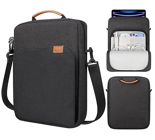 Feacan Tablet Sleeve Case Bag for 13 inch New iPad Air M3 M2 2025-2024, 13 inch New iPad Pro M4 2024, 12.9 inch New iPad Pro M2 (6th/5th/4th/3rd Gen) with Magic Keyboard with Shoulder Strap, Black