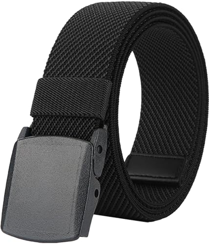 LionVII Stretch Belts for Men-Web Mens Belts Elastic Plastic Buckle Breathable for Sport-Adjustable Trim to Fit 27-49