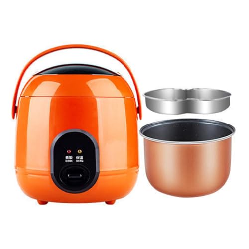 Mini Rice Cooker Electric 1.2L Multicooker Electric with Steamer Basket to Cook Rice, Meat, Noodles or Soup,Orange