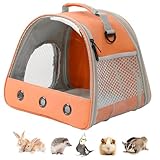 LAIRIES Mochila de Transporte para Porquinho da Índia, Mochila de Janela de Bolha Transparente para Porquinho da Índia, Coelho, Rato, Pássaro (Laranja, Transportadora)