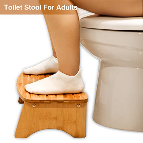 Bamboo Toilet Stool, P&Bexc 6 Inch Toilet Potty Stool,Easy To Assemble Bathroom Poop Stool With Non-Slip Mat For Adults Children,Wooden Poop Step Stool For Adults,330 Lbs Capability #TOP4