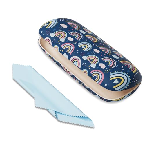 Image of Eyeglasses Case, Portable Hard Shell Protective Case for Glasses, Eyeglass Holder Box for Women with Cleaning Cloth