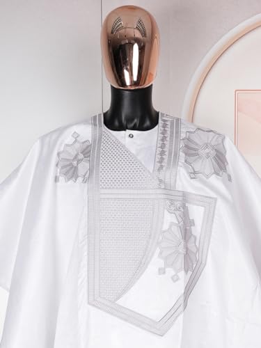 HD African Bazin Couple Clothes Traditional Embroidery Agbada Boubou Caftan Set for Man2