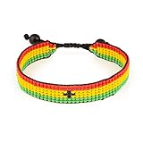 FAHARI Ghana Flag Bracelet: Handmade Bracelet,Adjustable Beaded Boho-Style Rope Bangle with Patriotic Design