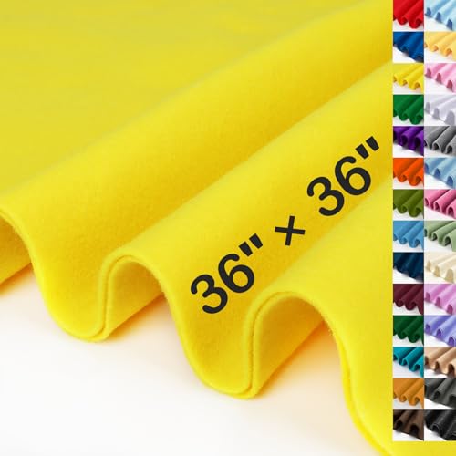 XSEINO Yellow Large Felt Fabric 36 X 36 (1 Square Yard) 1.4 mm Thick Soft Felt Fabric Sheet for Crafts Yellow Series Colors Soft Nonwoven Fabric Fit for Decoration Sewing DIY Crafts