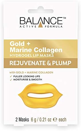 Balance Active Formula Gold + Marine Collagen Hydrogel Lip Masks (Includes 2 Masks) - Fuller looking lips. Moisturise & Smooth. Cruelty Free.