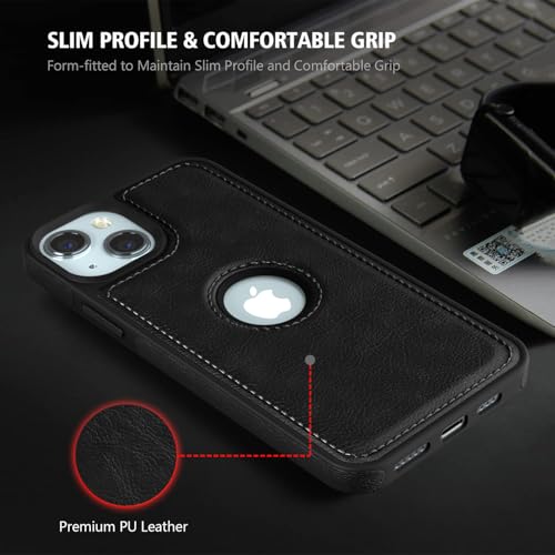 Image of Pikkme Back Cover for iPhone 15 | Pu Leather| Super Soft-Touch | Raised Edges | Camera Protection Bumper Case (Black)