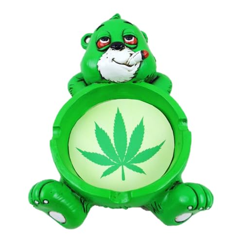 Wise Skies Funky Ashtrays Choose Your Own Skull Rasta Man Alien Resin Ash Trays Accessories (Don't Care Bear Green)