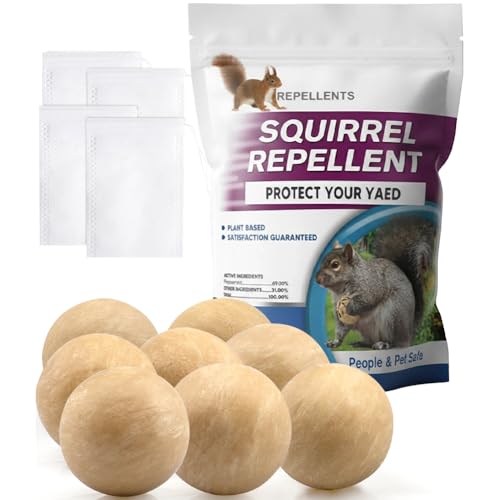 PDKIVFI Squirrel Repellent Outdoor Garden, Chipmunk Repellent, Natural for Indoor & Outdoor Use, Keeps Squirrels Away from Gardens, Bird Feeders, Attics & Garages – 8 Pack