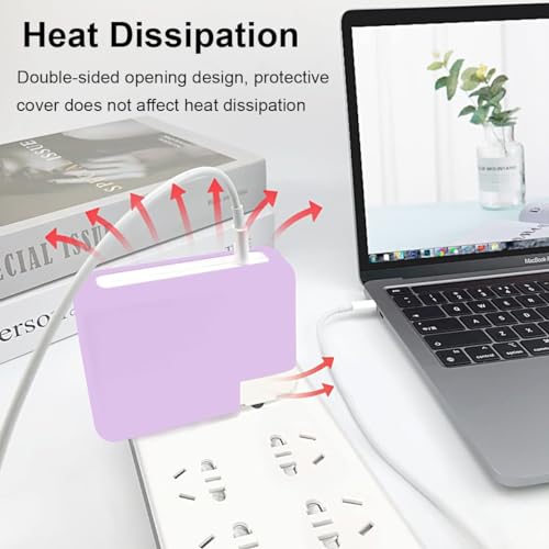 Image of Techmount Silicone Protective Cover with Silver Data Cable Potector Compatible with 29W /30W /35W MacBook Adapter Compatible with MacBook Air M2 M1 13 inch Models A2681 A2337 A2179 2020 (ONLY Cover)