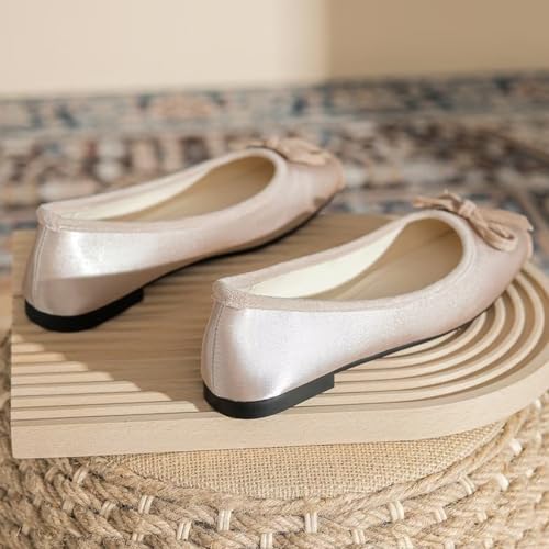 TN TANGNEST Ballet Flats for Women Bowtie Square Toe Slip on Dress Bowknot Shoes Flat Shoes2