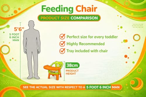 Image of MY LITTLE TOWN Kids Feeding Chair| Musical Chu Chu Chair| Baby Chair| 4-36 Months| Baby Chair| Portable| Booster seat (Greenish Yellow with Orange)