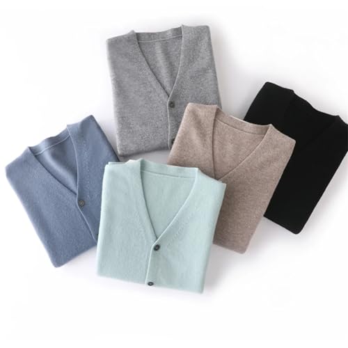 100% Merino Wool Cardigan Sweater Men's Solid V Neck Jumper Business Casual Knitted Sweater Jacket2