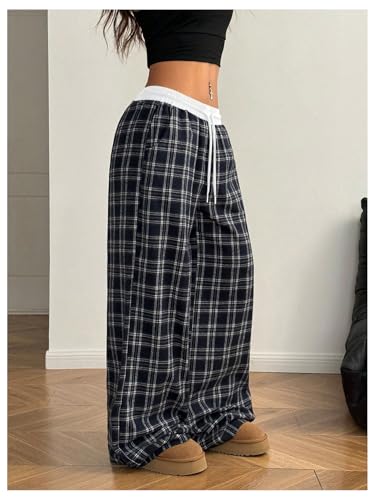 Image of SOLY HUX Women's Plaid Checkered Pants Flannel Pajama Pants with Pockets
